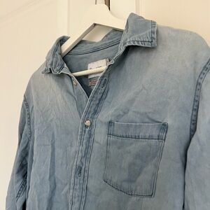 Mens Chambray Light Denim Button Down Shirt